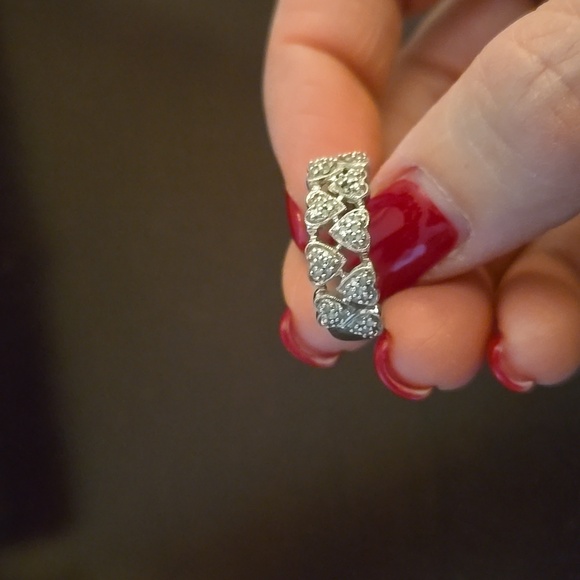 Affinity Diamond Sterling Elegant Silver Heart Ring 925 Silver Size 7 - Picture 2 of 4